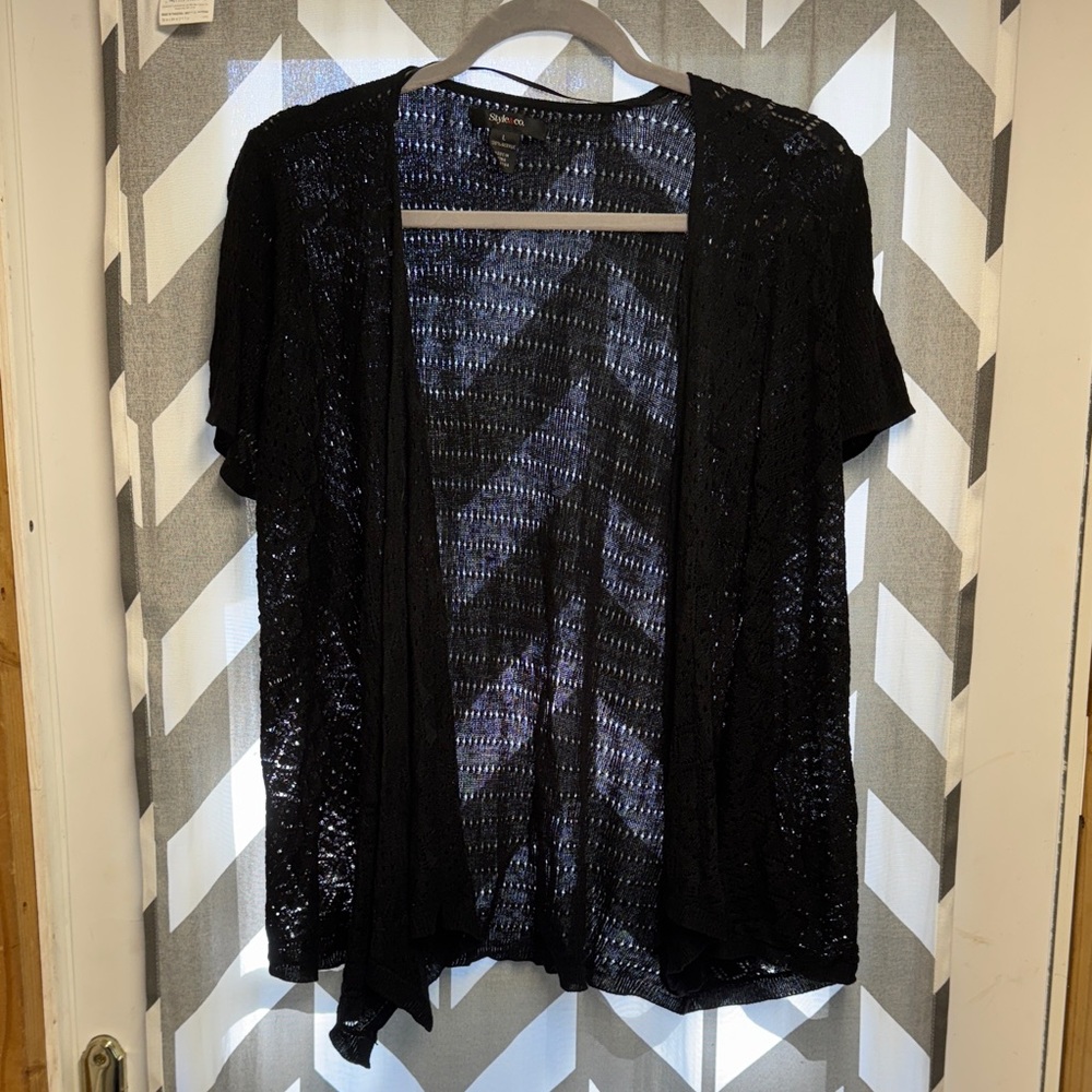 Lightweight Open Black Cardigan